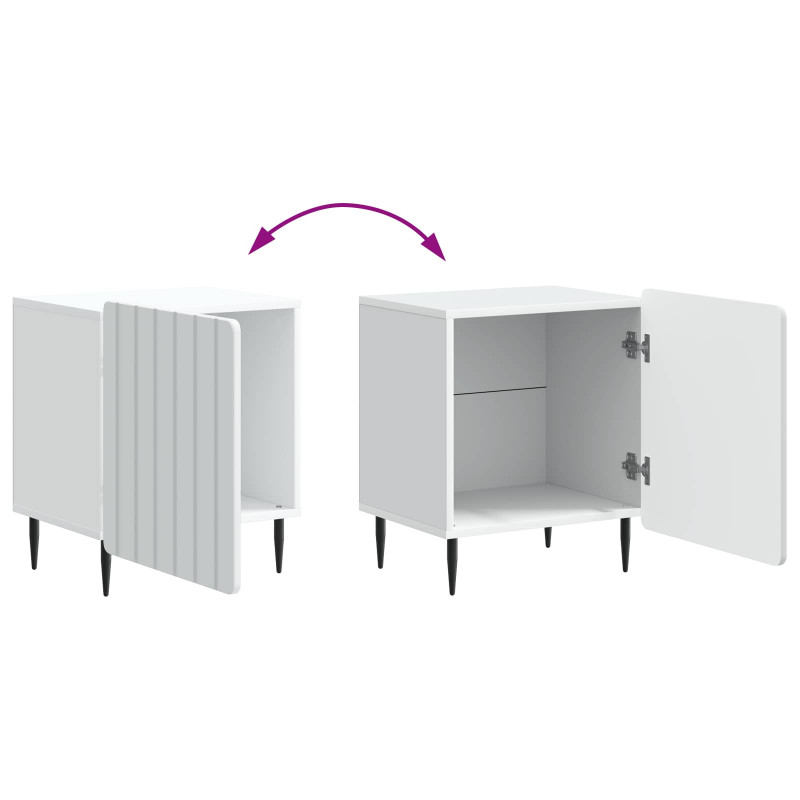 Szafka Nocna 2 pcs Biały 43 x 34,5 x 52 cm Drewno inżynieryjne