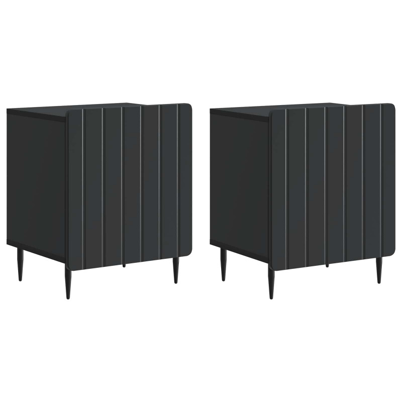 Szafka Nocna 2 pcs Czarny 43 x 34,5 x 52 cm Drewno inżynieryjne