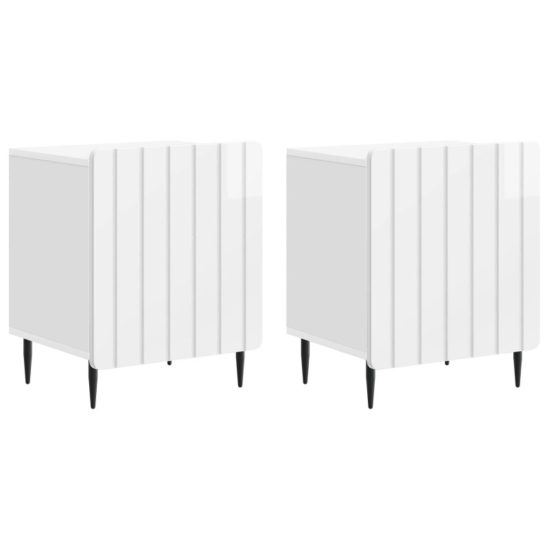 Szafka Nocna 2 pcs Biały wysoki połysk 43 x 34,5 x 52 cm