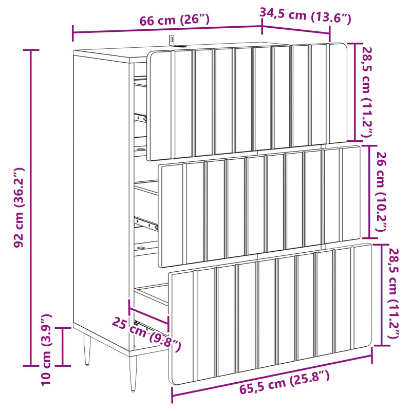 Szafka z Szufladami Betonowy szary 66 x 34,5 x 92 cm