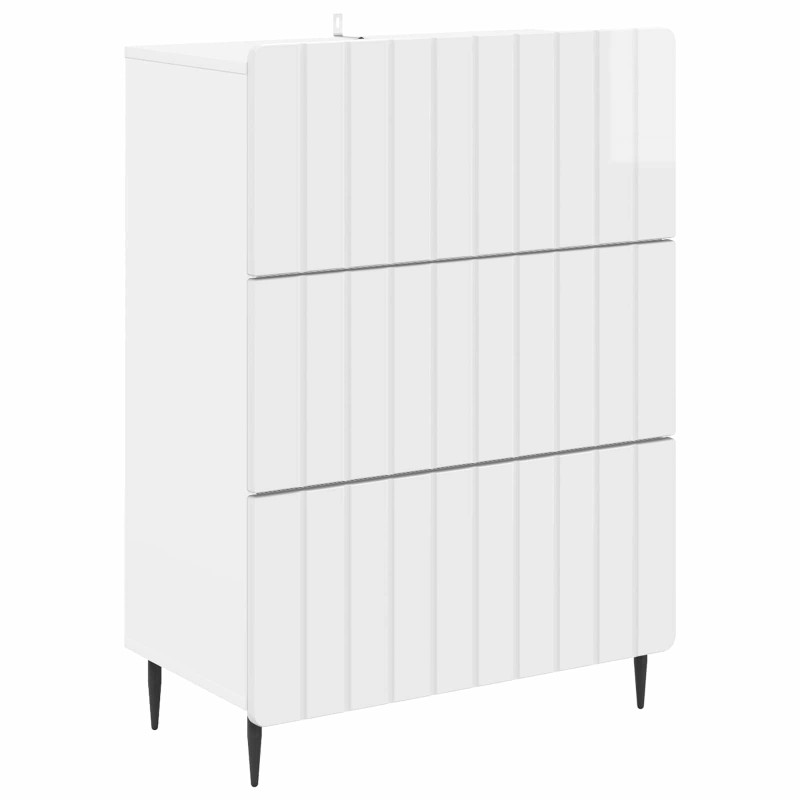 Szafka z Szufladami Biały wysoki połysk 66 x 34,5 x 92 cm