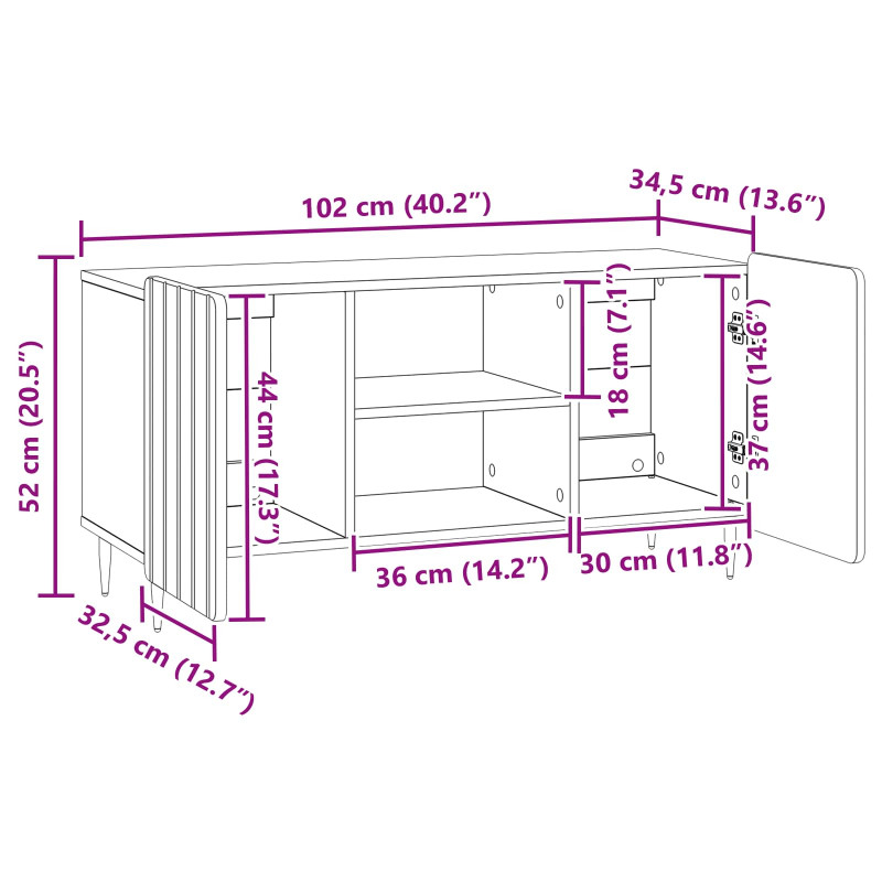 Szafka pod telewizor Czarny 102 x 34,5 x 52 cm