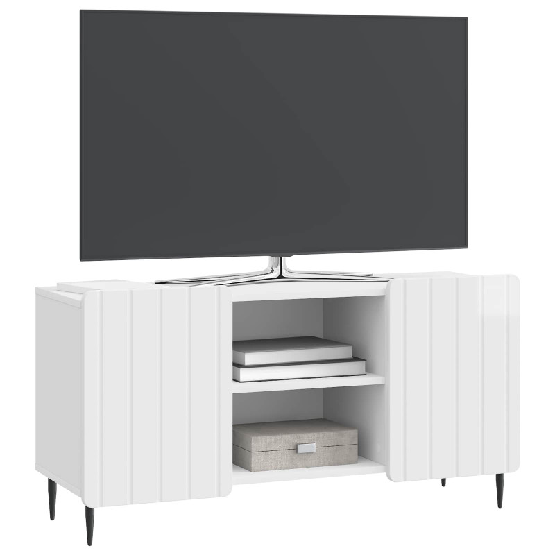 Szafka pod telewizor Biały wysoki połysk 102 x 34,5 x 52 cm