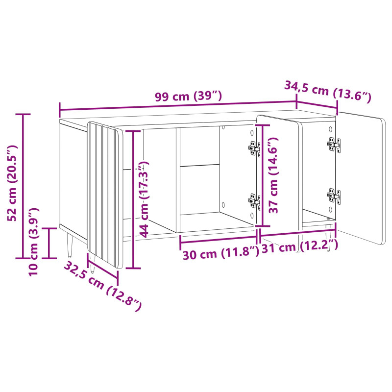 Szafka pod telewizor Betonowy szary 99 x 34,5 x 52 cm