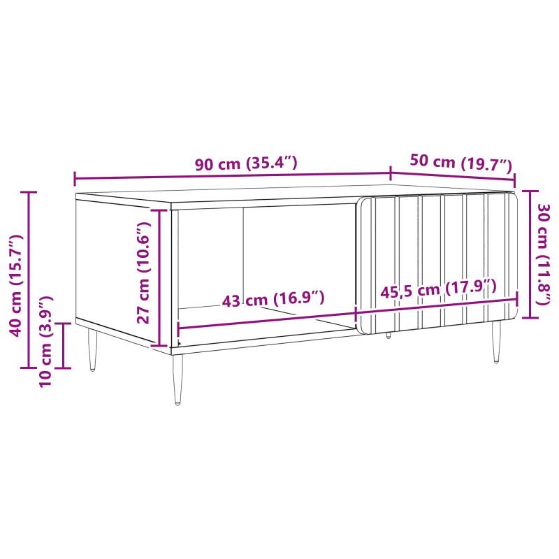 Stolik kawowy Stare drewno 90 x 50 x 40 cm Drewno inżynieryjne