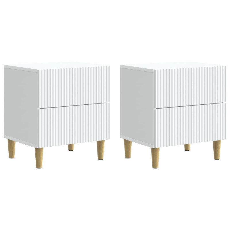 Szafka Nocna 2 pcs Biały 43 x 34,5 x 48 cm Drewno inżynieryjne