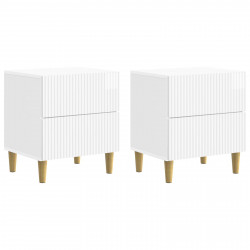 Szafka Nocna 2 pcs Biały wysoki połysk 43 x 34,5 x 48 cm