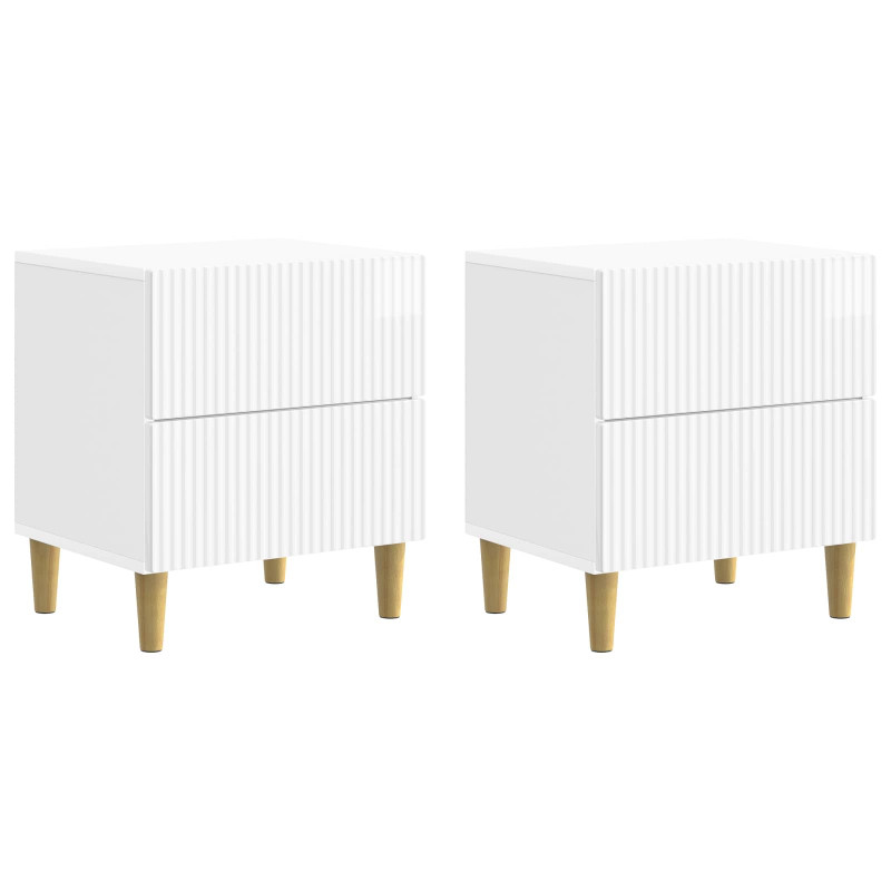 Szafka Nocna 2 pcs Biały wysoki połysk 43 x 34,5 x 48 cm