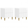 Szafka Nocna 2 pcs Biały wysoki połysk 43 x 34,5 x 48 cm