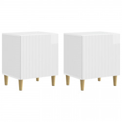 Szafka Nocna 2 pcs Biały wysoki połysk 43 x 34,5 x 50 cm