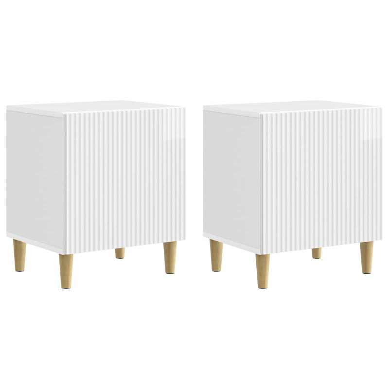 Szafka Nocna 2 pcs Biały wysoki połysk 43 x 34,5 x 50 cm