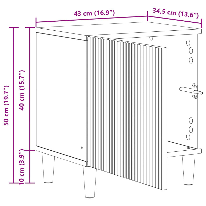Szafka Nocna 2 pcs Dąb wędzony 43 x 34,5 x 50 cm