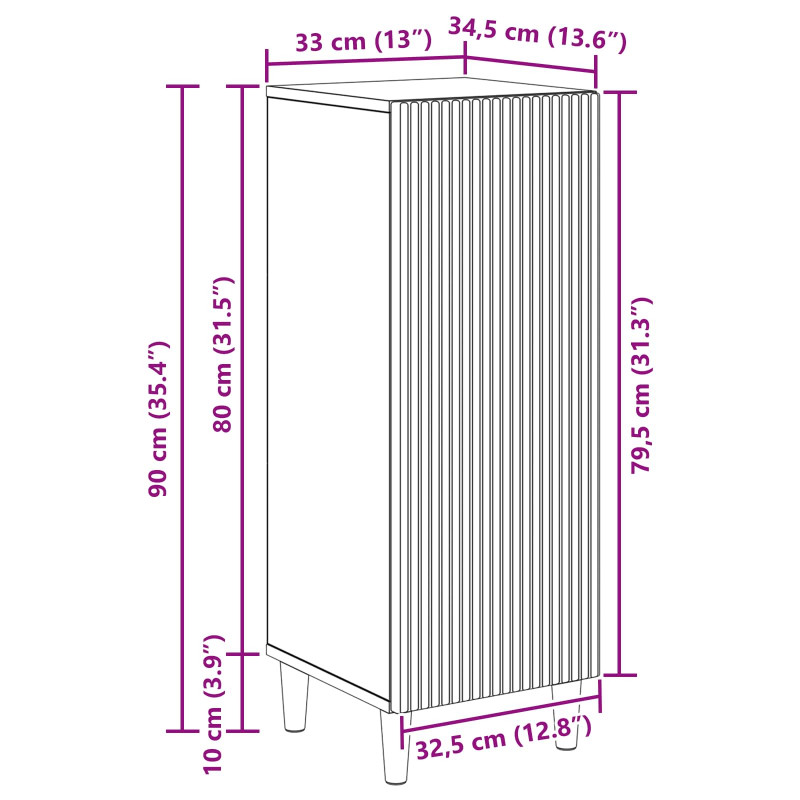 Bufet Betonowy szary 33 x 34,5 x 90 cm Drewno inżynieryjne