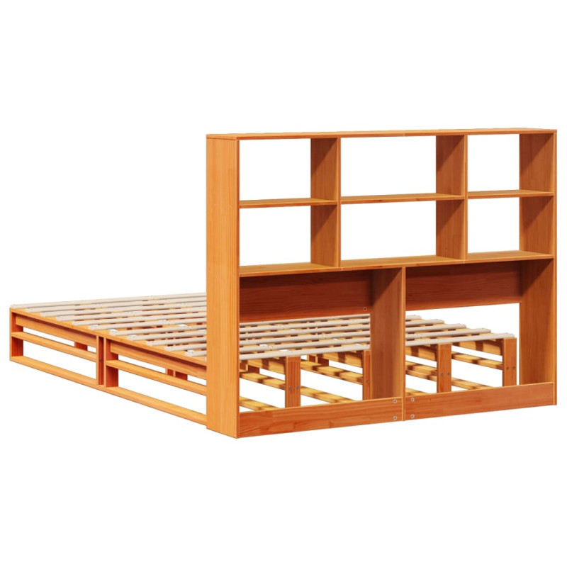 Łóżko z regałem, bez materaca, woskowy brąz, 160x200 cm, drewno