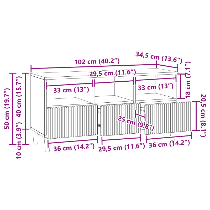 Szafka pod telewizor Betonowy szary 102 x 34,5 x 50 cm