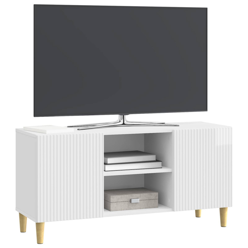 Szafka pod telewizor Biały wysoki połysk 102 x 34,5 x 50 cm