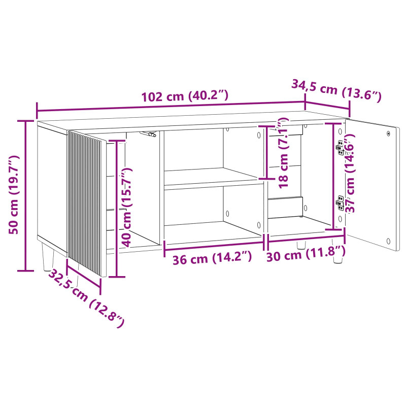 Szafka pod telewizor Szary Sonoma 102 x 34,5 x 50 cm