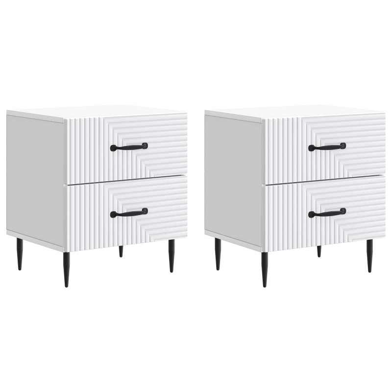 Szafka Nocna z szufladą 2 pcs Biały 43 x 34,5 x 47,5 cm