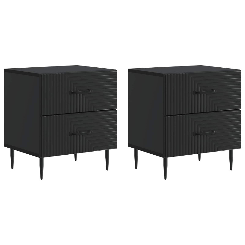 Szafka Nocna z szufladą 2 pcs Czarny 43 x 34,5 x 47,5 cm