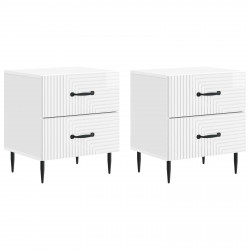 Szafka Nocna 2 pcs Biały wysoki połysk 43 x 34,5 x 47,5 cm