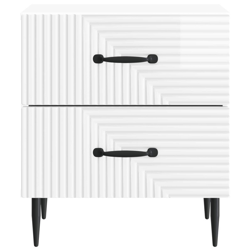 Szafka Nocna 2 pcs Biały wysoki połysk 43 x 34,5 x 47,5 cm