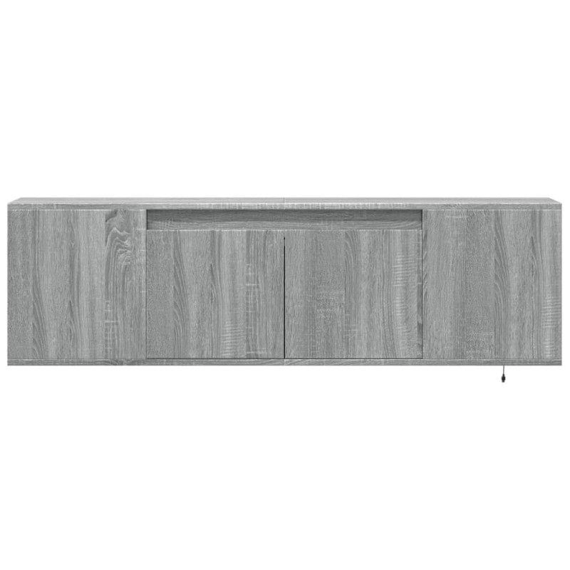 Ścienna szafka TV z LED, szary dąb sonoma, 135x31x39,5 cm