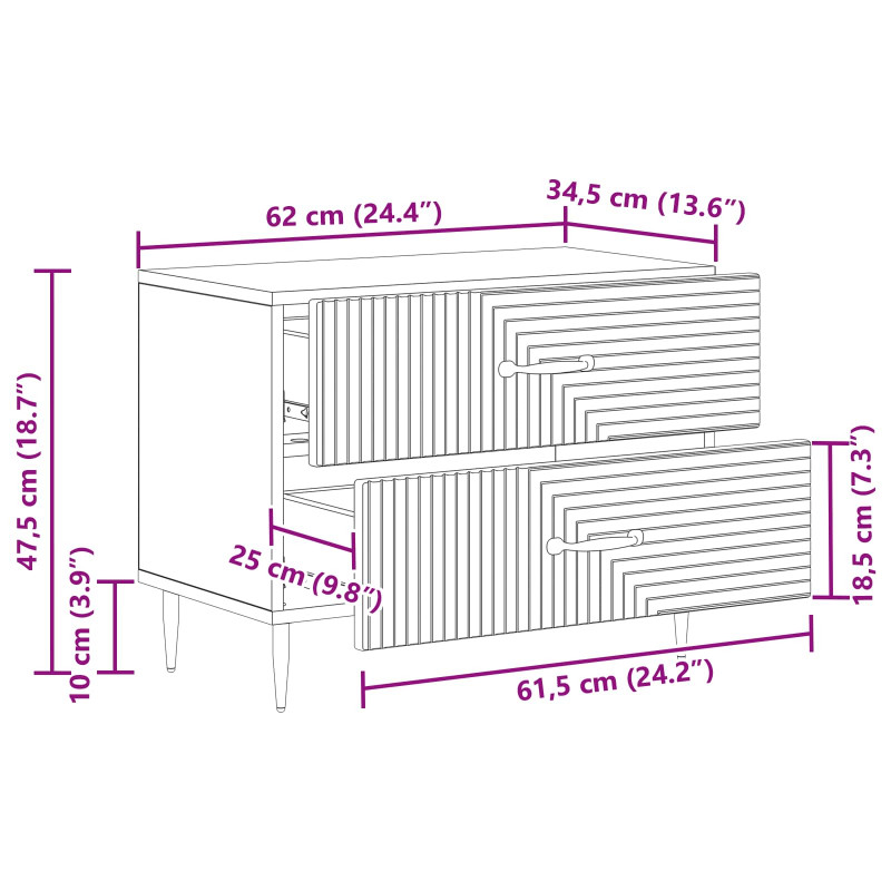 Szafka Nocna z szufladą Betonowy szary 62 x 34,5 x 47,5 cm