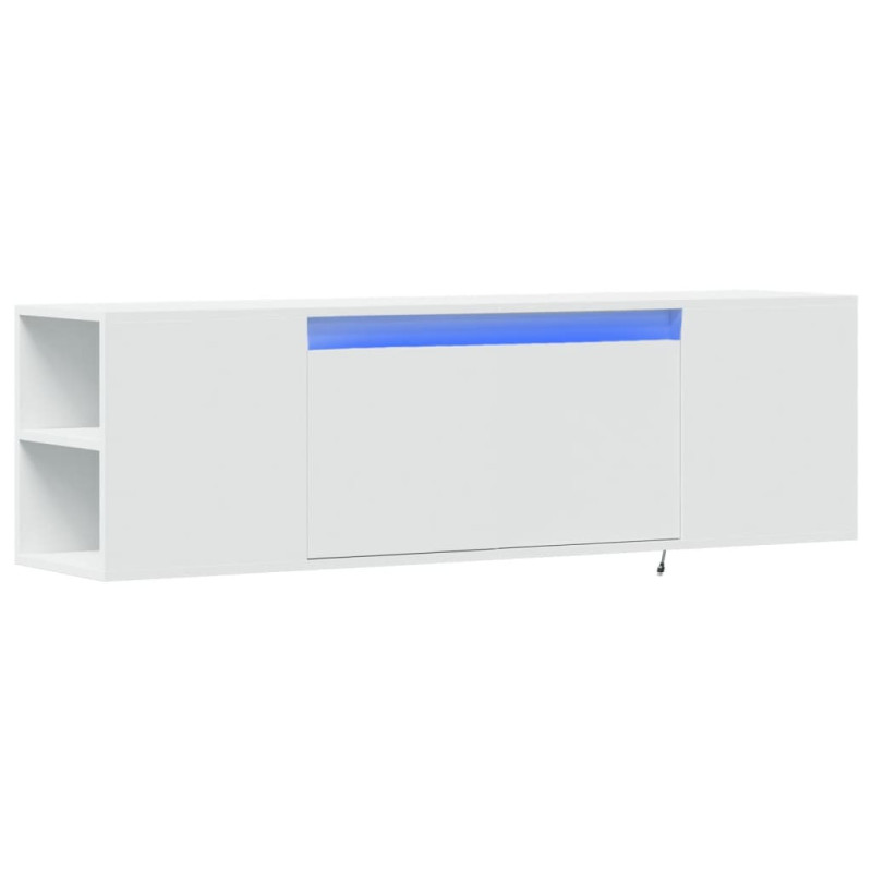Ścienna szafka TV z LED, biała, 135x31x39,5 cm