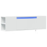 Ścienna szafka TV z LED, biała, 135x31x39,5 cm