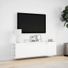 Ścienna szafka TV z LED, biała, 135x31x39,5 cm