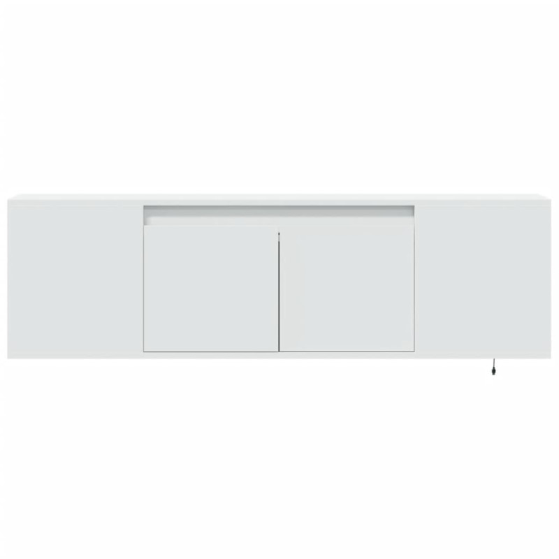 Ścienna szafka TV z LED, biała, 135x31x39,5 cm