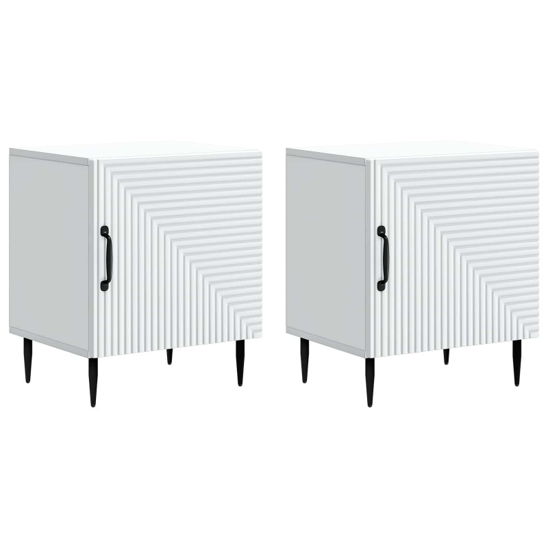 Szafka Nocna 2 pcs Biały 43 x 34,5 x 50 cm Drewno inżynieryjne