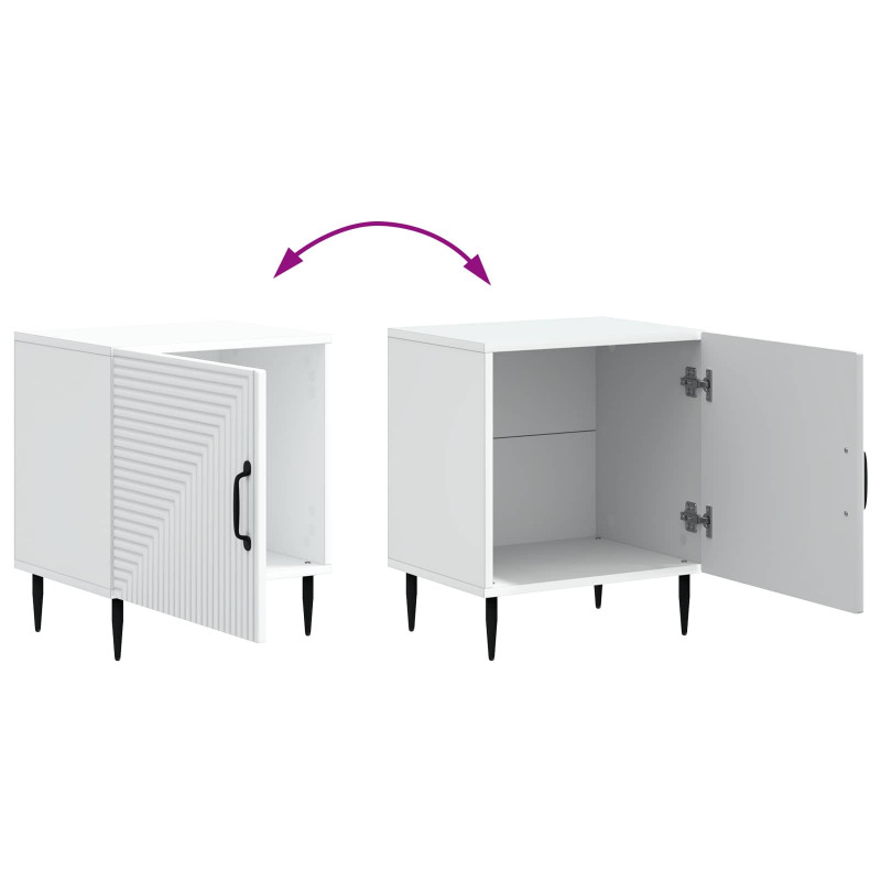 Szafka Nocna 2 pcs Biały 43 x 34,5 x 50 cm Drewno inżynieryjne