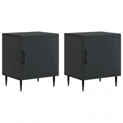 Szafka Nocna 2 pcs Czarny 43 x 34,5 x 50 cm Drewno inżynieryjne