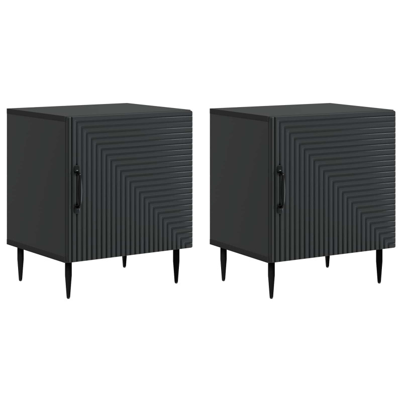 Szafka Nocna 2 pcs Czarny 43 x 34,5 x 50 cm Drewno inżynieryjne