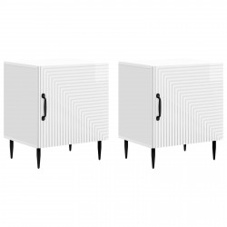 Szafka Nocna 2 pcs Biały wysoki połysk 43 x 34,5 x 50 cm