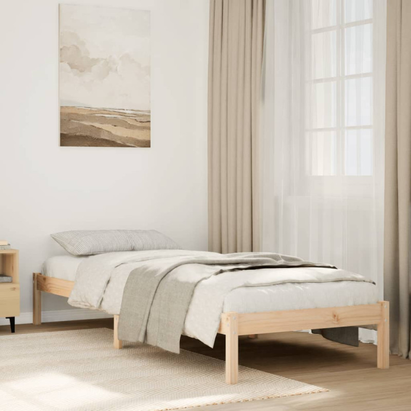 Dłuższe łóżko bez materaca, 100x220 cm, lite drewno sosnowe