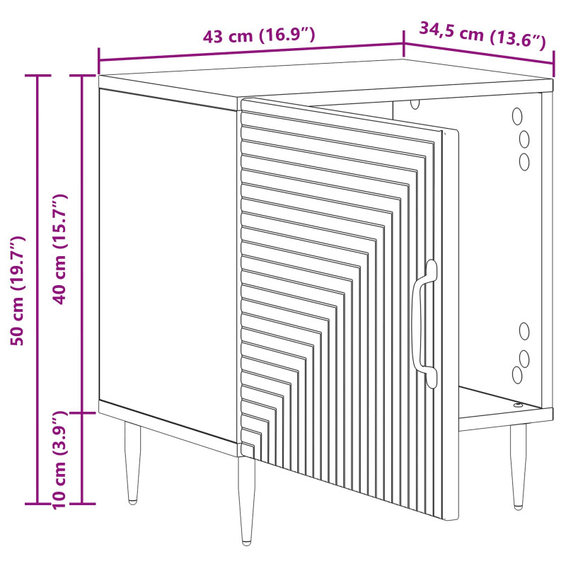 Szafka Nocna 2 pcs Stare drewno 43 x 34,5 x 50 cm