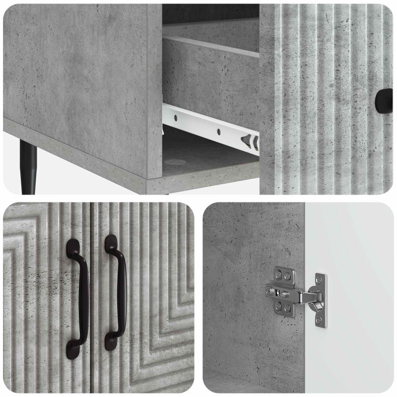 Bufet Betonowy szary 66 x 34,5 x 95 cm Drewno inżynieryjne