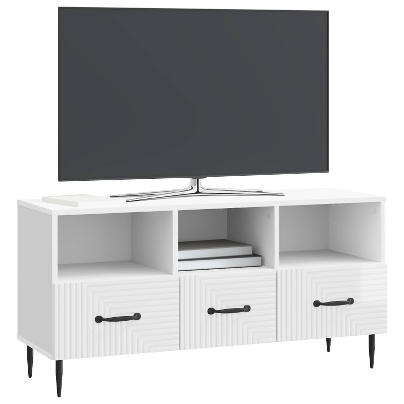 Szafka pod telewizor Biały wysoki połysk 102 x 34,5 x 50 cm