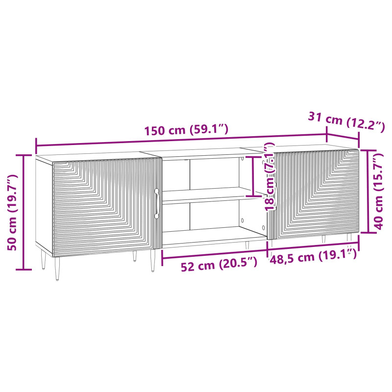 Szafka pod telewizor Biały wysoki połysk 150 x 31 x 50 cm