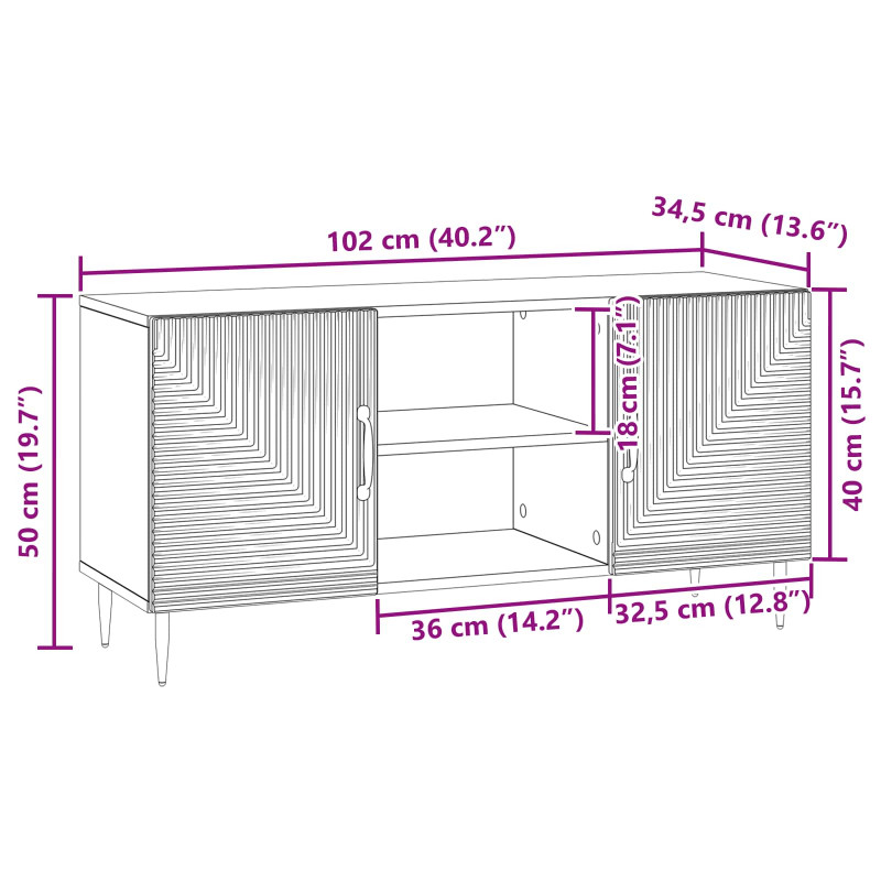 Szafka pod telewizor Betonowy szary 102 x 34,5 x 50 cm