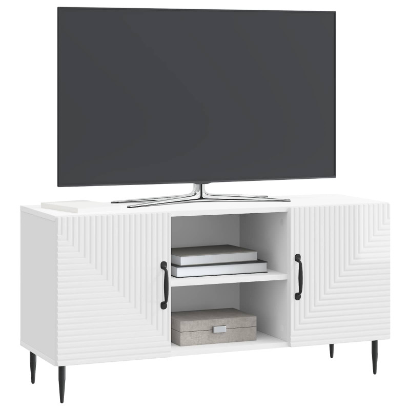 Szafka pod telewizor Biały wysoki połysk 102 x 34,5 x 50 cm