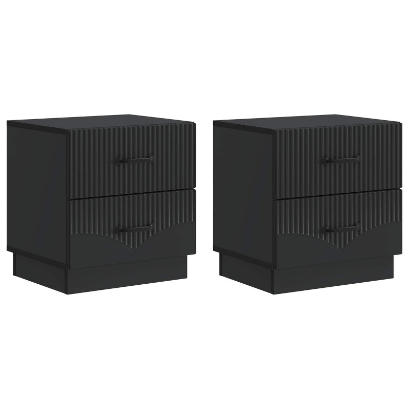 Szafka Nocna z szufladą 2 pcs Czarny 43 x 34,5 x 44,5 cm