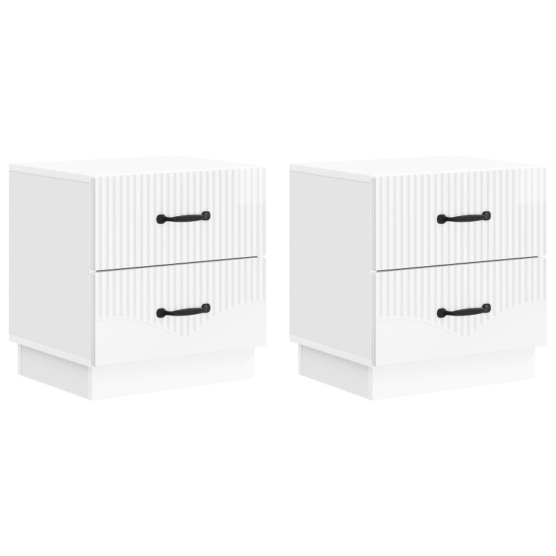 Szafka Nocna 2 pcs Biały wysoki połysk 43 x 34,5 x 44,5 cm