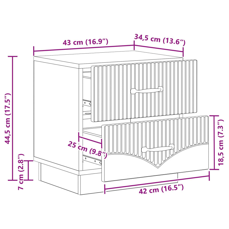 Szafka Nocna 2 pcs Biały wysoki połysk 43 x 34,5 x 44,5 cm