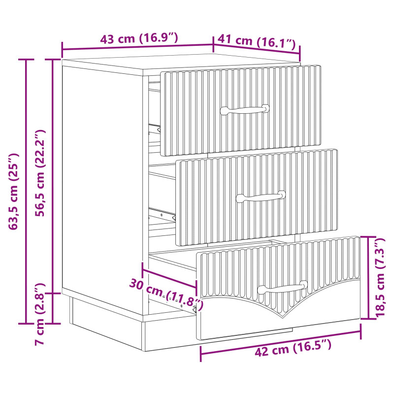 Szafka Nocna Stare drewno 43 x 41 x 63,5 cm Drewno inżynieryjne