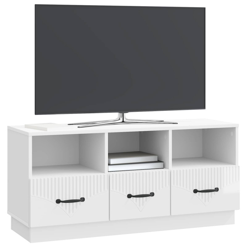 Szafka pod telewizor Biały wysoki połysk 102 x 34,5 x 47 cm