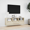 Ścienna szafka TV z LED, dąb sonoma, 130x31x45 cm