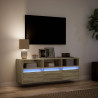 Ścienna szafka TV z LED, dąb sonoma, 130x31x45 cm